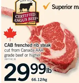 Fortinos CAB FRENCHED RIB STEAK offer