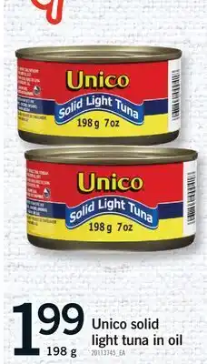 Fortinos UNICO SOLID LIGHT TUNA IN OIL offer