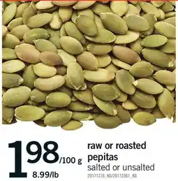 Fortinos RAW OR ROASTED PEPITAS SALTED OR UNSALTED offer