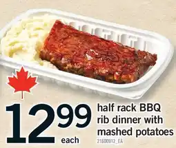 Fortinos HALF RACK BBQ RIB DINNER WITH MASHED POTATOES offer