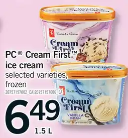Fortinos PC CREAM FIRST ICE CREAM offer