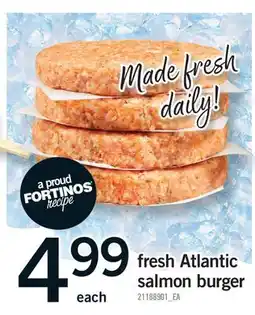Fortinos FRESH ATLANTIC SALMON BURGER offer