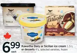 Fortinos KAWARTHA DAIRY OR SICILIAN ICE, 1.5 L CREAM OR DESSERTS, 4'S offer