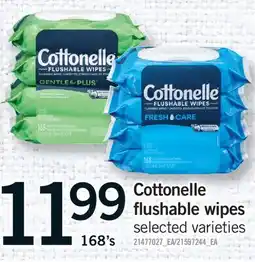 Fortinos COTTONELLE FLUSHABLE WIPES, 168'S offer