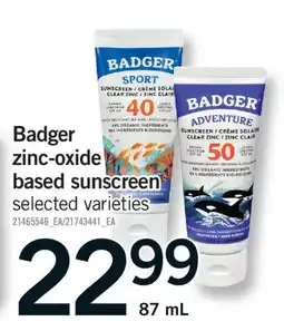 Fortinos BADGER ZINC-OXIDE BASED SUNSCREEN offer