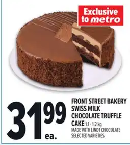 Metro FRONT STREET BAKERY SWISS MILK CHOCOLATE TRUFFLE CAKE offer