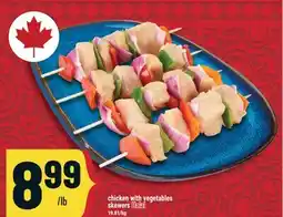 Marché Adonis chicken with vegetables skewers offer