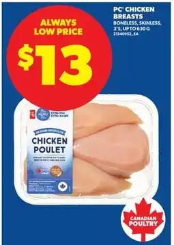 Real Canadian Superstore PC CHICKEN BREASTS, 3'S, UP TO offer