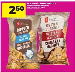 Real Canadian Superstore PC KETTLE COOKED OR KETTLE RIPPLED POTATO CHIPS offer