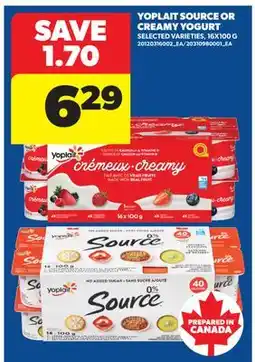Real Canadian Superstore YOPLAIT SOURCE OR CREAMY YOGURT offer
