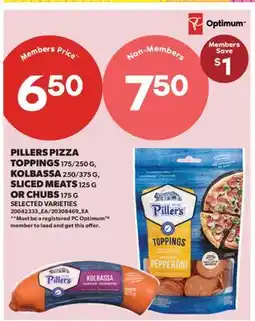 Real Canadian Superstore PILLERS PIZZA TOPPINGS, 175/250 G, KOLBASSA, 250/375 G, SLICED MEATS 125 G OR CHUBS, 175 G offer