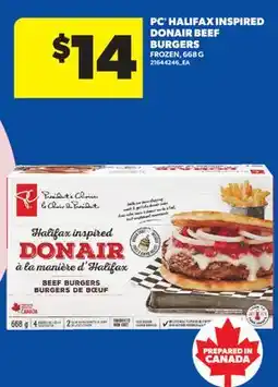 Real Canadian Superstore PC HALIFAX INSPIRED DONAIR BEEF BURGERS offer