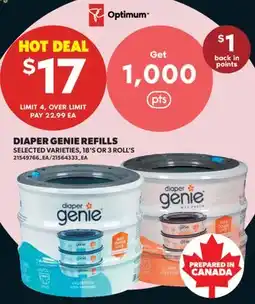 Real Canadian Superstore DIAPER GENIE REFILLS, 18' S OR 3 ROLL'S offer