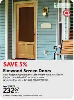 Home Hardware Elmwood Screen Doors offer
