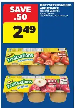 Real Canadian Superstore MOTT'S FRUITSATIONS APPLE SAUCE, 104 ML offer