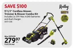 Home Hardware 17-1/2 Cordless Mower, Trimmer & Blower Combo Kit offer