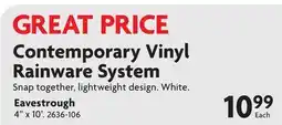 Home Hardware Contemporary Vinyl Rainware System offer