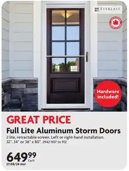 Home Hardware Full Lite Aluminum Storm Doors offer