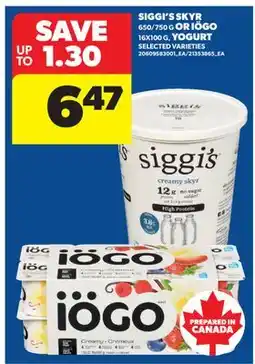 Real Canadian Superstore SIGGI'S SKYR, 650/750 G OR IÖGO, 16X100 G YOGURT offer