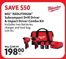 Home Hardware M12 REDLITHIUM Subcompact Drill Driver & Impact Driver Combo Kit offer