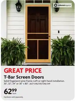 Home Hardware T-Bar Screen Doors offer