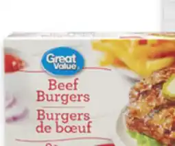 Walmart Great Value beef or chicken burgers or fully cooked burgers offer