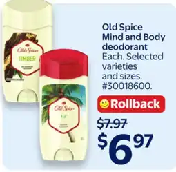 Walmart Old Spice Mind and Body Deodorant offer
