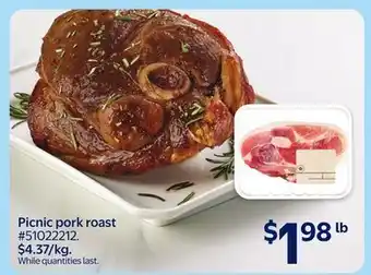 Walmart Picnic pork roast offer