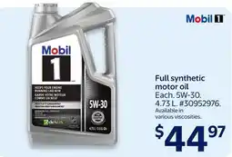Walmart Full synthetic motor oil offer