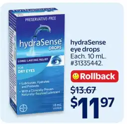 Walmart hydraSense eye drops offer