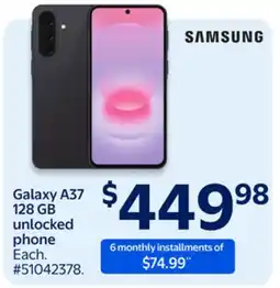 Walmart Galaxy A37 128 GB unlocked phone offer