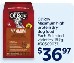 Walmart Ol'Roy Maximum high protein dry dog food offer