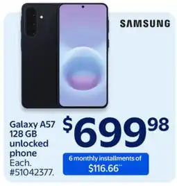Walmart SAMSUNG Galaxy A57 128 GB unlocked phone offer