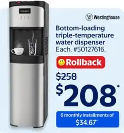 Walmart Bottom-loading triple-temperature water dispenser offer