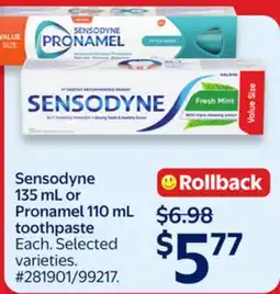 Walmart Sensodyne 135 mL or Pronamel 110 mL toothpaste offer