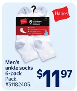 Walmart Hanes Men's ankle socks 6-pack offer