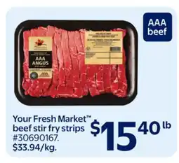 Walmart Your Fresh Market beef stir fry strips offer