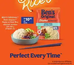 Loblaws BEN'S ORIGINAL BISTRO EXPRESS READY TO HEAT RICE offer