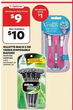 Loblaws GILLETTE MACH 3 OR VENUS DISPOSABLE RAZORS, 1 - 8'S offer