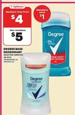 Loblaws DEGREE BASE DEODORANT offer