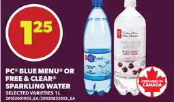 Loblaws PC BLUE MENU OR FREE & CLEAR SPARKLING WATER offer