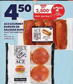 Loblaws ACE GOURMET BURGER OR SAUSAGE BUNS, 4'S offer