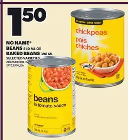 Loblaws NO NAME BEANS, 540 ML OR BAKED BEANS, 398 ML offer