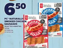Loblaws PC NATURALLY SMOKED CHICKEN SAUSAGES offer