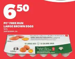 Loblaws PC FREE RUN LARGE BROWN EGGS, 12'S offer