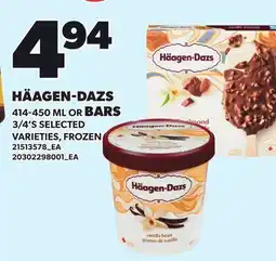 Loblaws HÄAGEN-DAZS, 414-450 ML OR BARS, 3/4'S offer