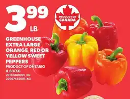 Loblaws GREENHOUSE EXTRA LARGE ORANGE, RED OR YELLOW SWEET PEPPERS offer