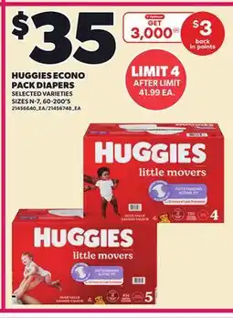 Loblaws HUGGIES ECONO PACK DIAPERS SIZES N-7, 60-200'S offer