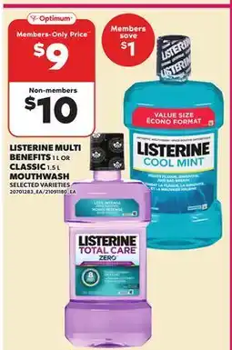 Loblaws LISTERINE MULTI BENEFITS, 1 L OR CLASSIC, 1,5 L MOUTHWASH offer