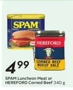 Sobeys SPAM Luncheon Meat or HEREFORD Corned Beef offer